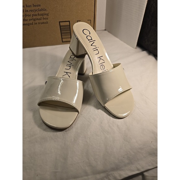 Calvin Klein Ulaka Heeled Sandal Womens Size 6.5 Ivory Retails $110 - Picture 7 of 9